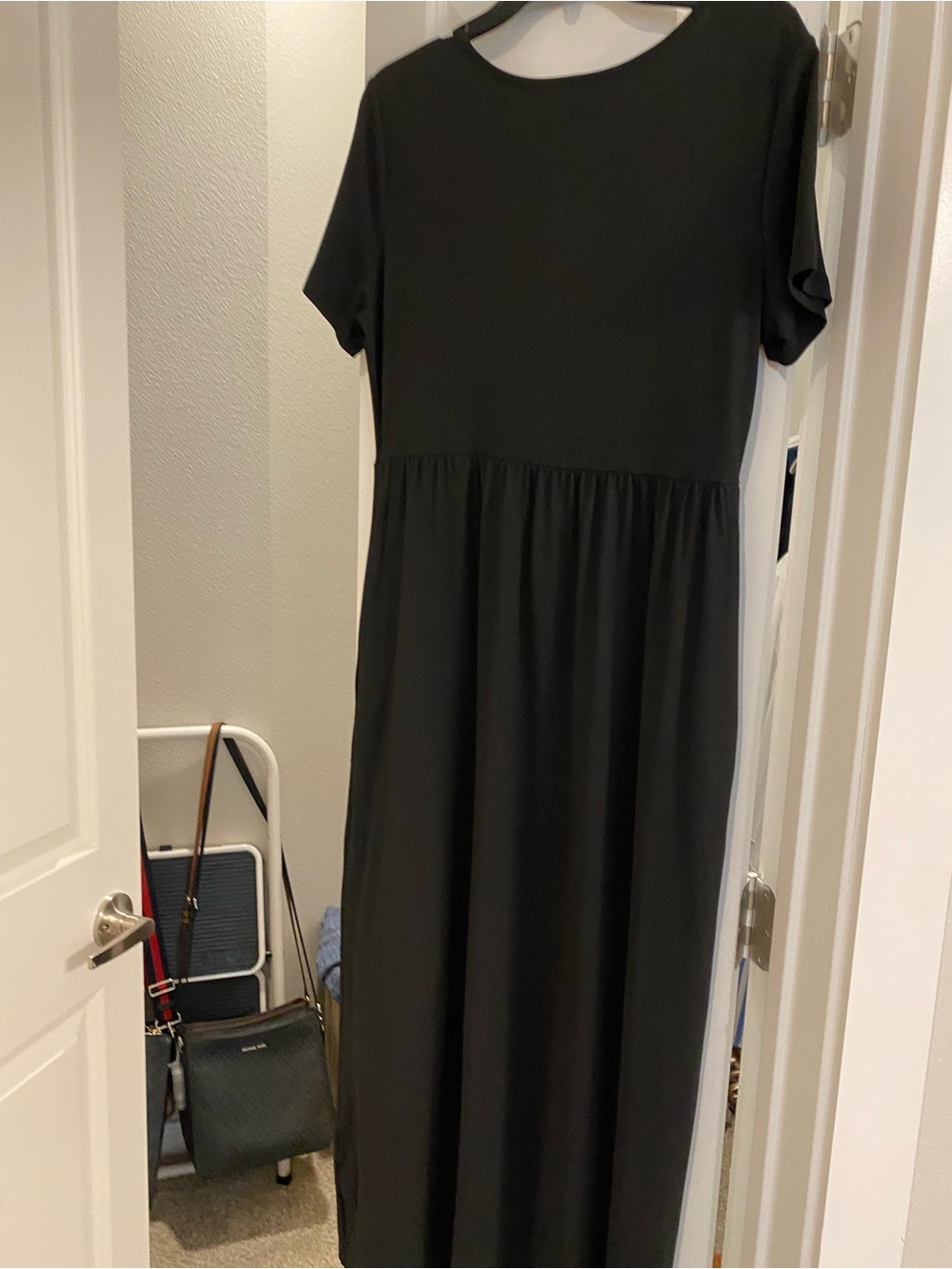 Black Short Sleeve Maxi Dress